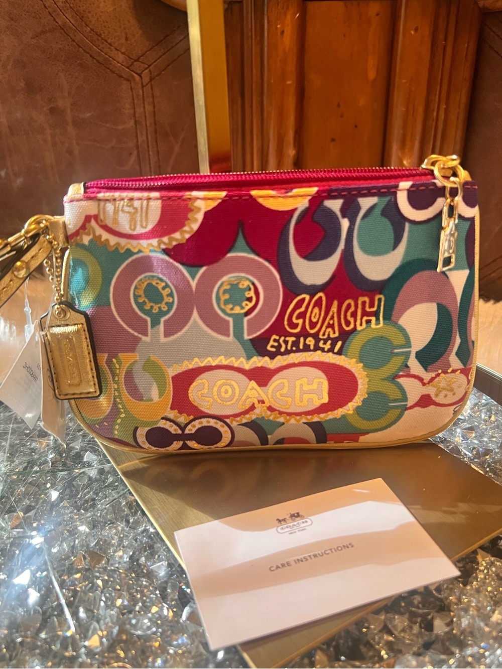 Coach NWT Multicolor Graphic Signature Wristlet with